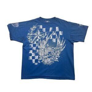 Y2K Billabong Big Graphic Blue Cyber Punk T-Shirt